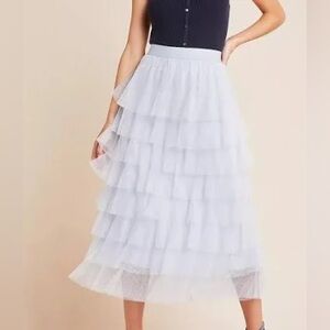 Anthropologie Ice Blue Tuelle Skirt